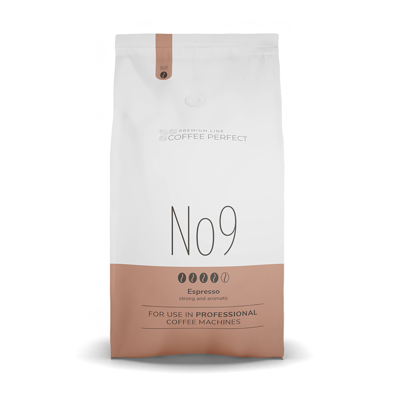 Verpackung der Coffee Perfect Premium Line Espresso No.9 Mischung, stark und aromatisch.